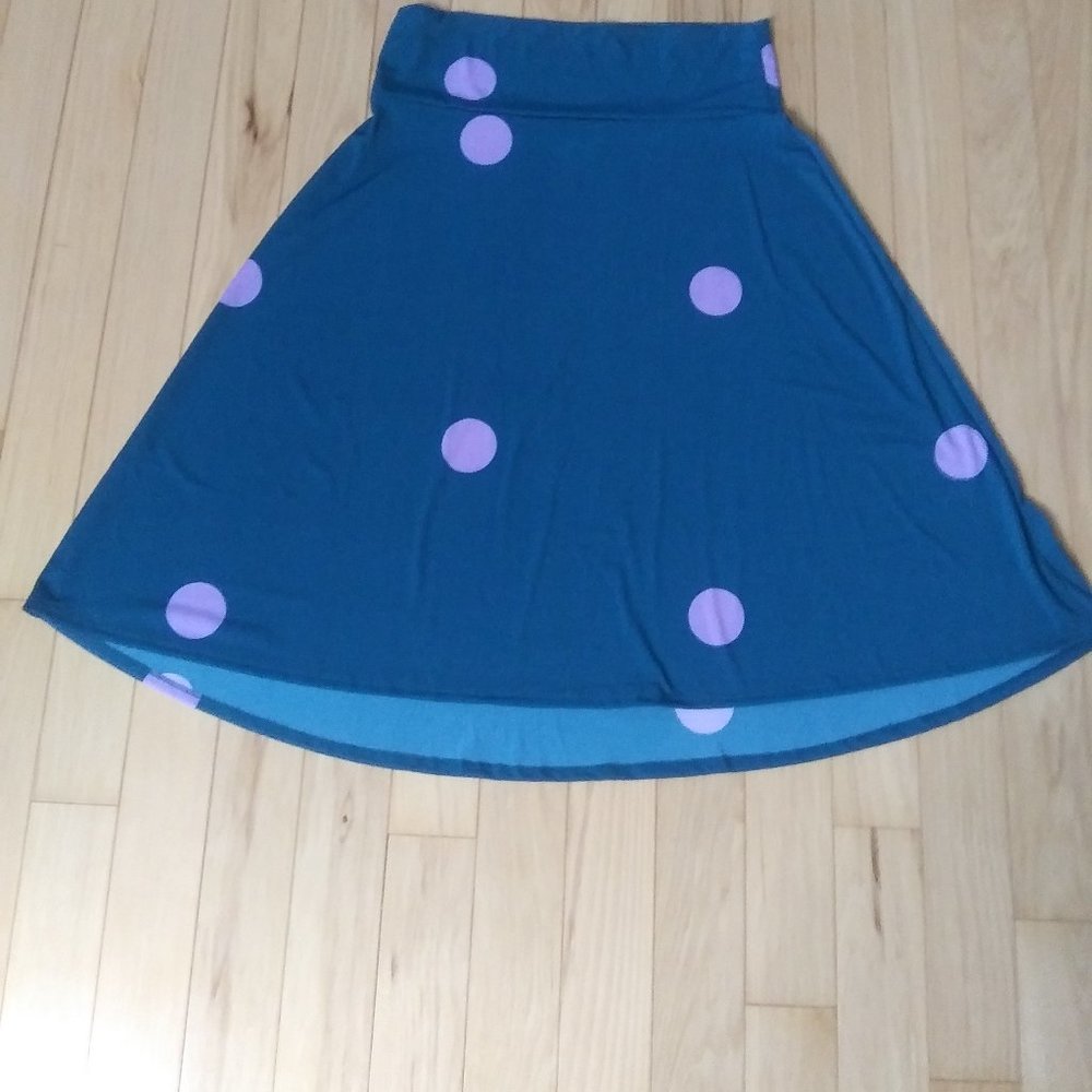 Lularoe easy slip on playful  long skirt fun dots